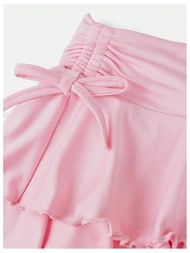 SOLY HUX Girl's Cute Mini Skirts High Waisted Ruffle Layered Skirts Swing Flowy Skater Tennis Skirt thumbnail 3