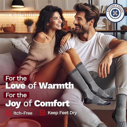 Buttons & Pleats Premium Merino Wool Hiking Socks Outdoor Trail Crew Socks thumbnail 4