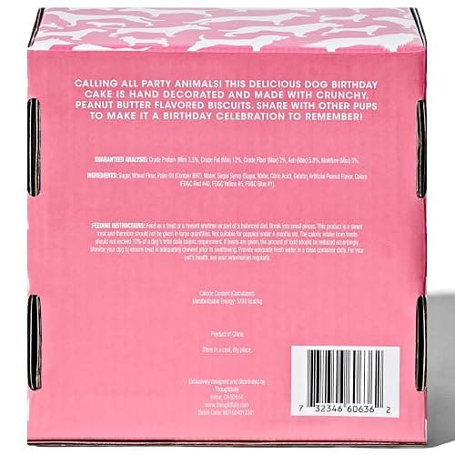 Thoughtfully Pets, Pink Dog Birthday Cookie Gift Set, Hand Decorated Crunchy Dog Treats in Bone Shapes, Great for Birthdays, Set of 8 thumbnail 7