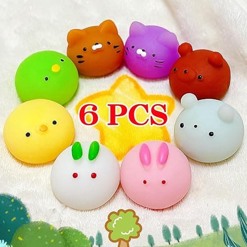 6 Pcs Mochi Squishy Toys for Kids Party Favors, Mini Round Animals Toys Kawaii Squishies for Classroom Prizes, Easter Basket and Goodie Bag Stuffers, Stress Balls Fidget Toys Bulk for Kids thumbnail 6