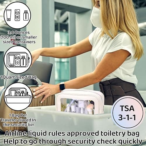 8 Packs TSA Approved Toiletry Bags Clear Toiletry Bags for Travel PVC Makeup Pouch Waterproof Quart Size Clear Cosmetic Bag with Zipper for Airport Airline Compliant Bag Women Men Travel Bathroom thumbnail 5