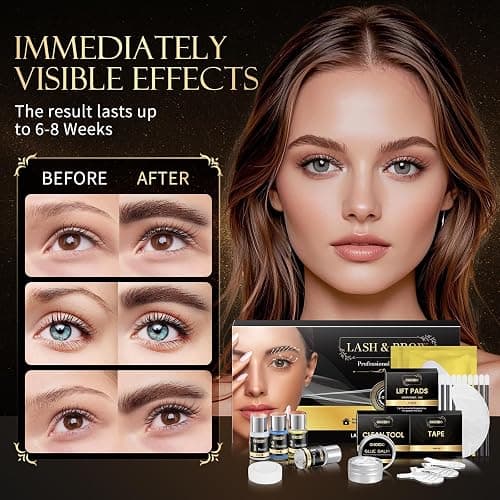 Lash Lift Kit, Eyebrow Lamination Kit, Eyelash Perm Kit, 2 in 1 Professional Eyelash Curling Lash Extension & Eyebrow Lift Kit, Eyelash Lift Kit at Home Diy & Salon, Lasts For 6-8 Weeks (Black) thumbnail 2