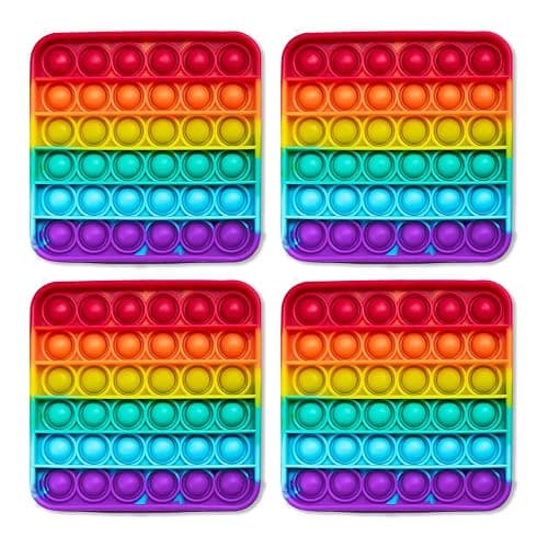 THE FIDGET GAME Popping Mats (4 Pack) - Sensory Toys for Kids with Autism, Stress or Anxiety - Rainbow Popper for Toddlers, Boys, Girls, & Adults - Image 1
