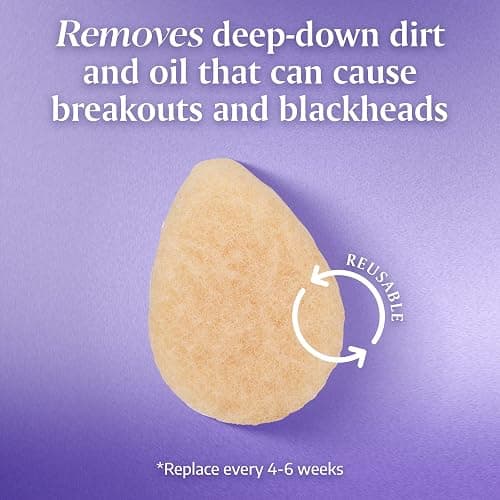 Buf-Puf Gentle Facial Sponge, Dermatologist Developed, Removes Deep Down Dirt & Makeup That Causes Breakouts and Blackheads, Reusable, Exfoliating, 1 Count thumbnail 4