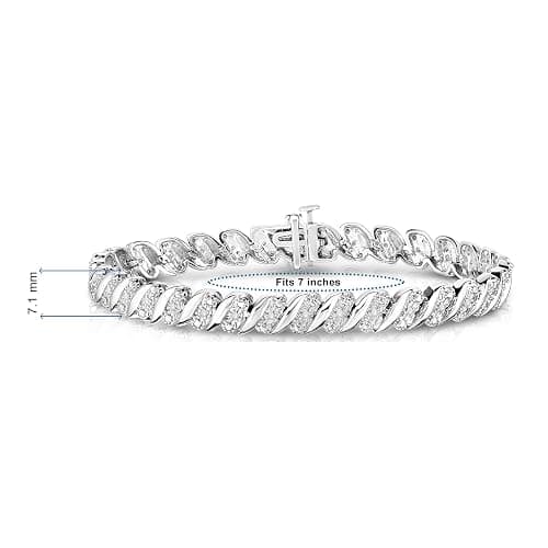 NATALIA DRAKE 1/4 Cttw Wave Link Diamond Tennis Bracelet for Women in 925 Sterling Silver Color I-J/Clarity I2-I3 thumbnail 5