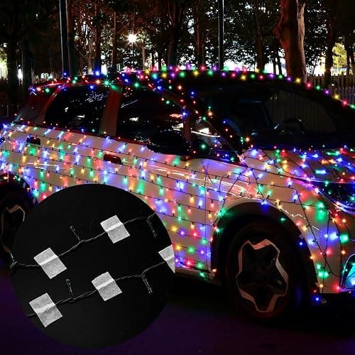 Honoson Christmas Car Multicolor Lights 393ft 1200 LED Cigarette Lighter Remote Control String Lights Waterproof 8 Modes and Auto Timer with Masking Tape for Car Xmas Party Holiday Decor thumbnail 6