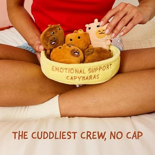 Emotional Support Capybaras by Relatable, Cuddly Stuffed Animals and Plushies Set, Includes 5 Capybara Plush Toys with Carrying Basket, Cute Stuff and Great Gift for Loved Ones of All Ages thumbnail 5