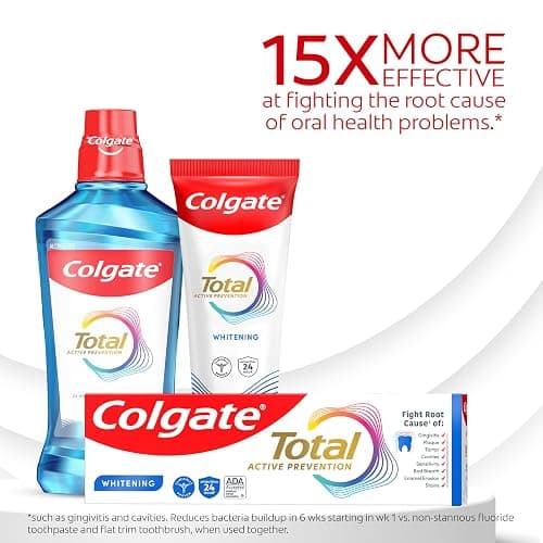 Colgate Total Whitening Toothpaste Paste, 5.1 oz, 4 Pack, Fluoride, Antibacterial, for Plaque, Gingivitis, Sensitivity, Stain Removal, Clinically Proven, Mint, Teeth Whitening, Stannous Fluoride thumbnail 6
