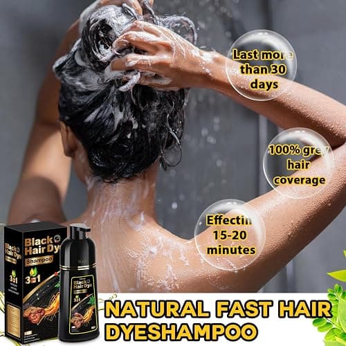 Hair Dye Shampoo 3 in 1 for Gray Hair, Herbal Ingredients Natural Shampoo Hair Dye for Women Men (Black) thumbnail 6