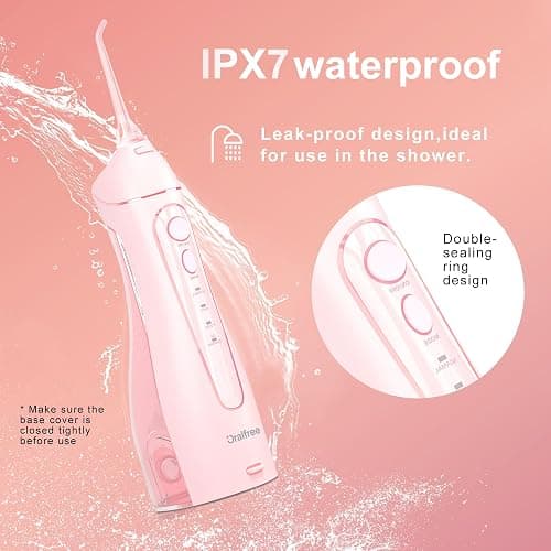 Oralfree Water flosser Teeth Picks - Dental Braces Cordless Oral Irrigator Portable Rechargeable Travel Irrigation Cleaner IPX7 Waterproof Electric Professional Flossing Teeth Cleaning for Home thumbnail 4