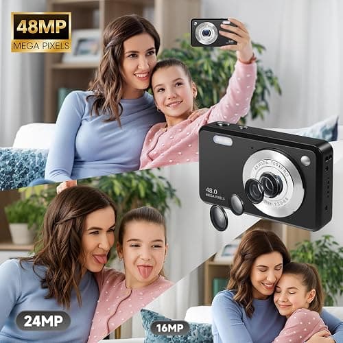 Digital Camera for Kids,1080P 48MP Point and Shoot Digital Cameras with 32GB Memory Card and 16X Digital Zoom Kids Camera, Compact Portable Small Gift for Boys Girls Teenager thumbnail 2