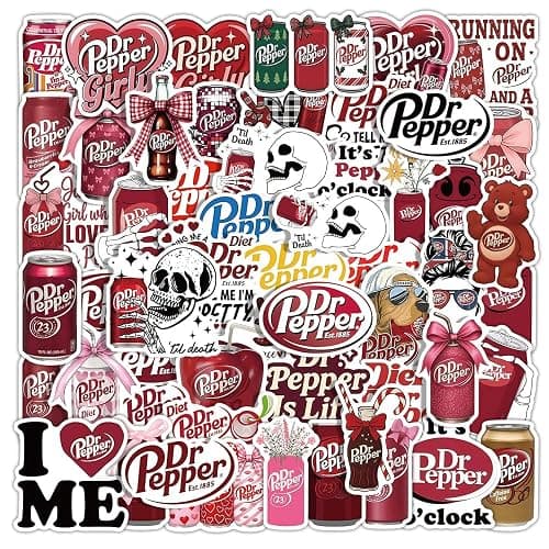 56PCS Perper Stickers, Funny Soda Drink Vinyl Waterproof Decals for Water Bottle Laptop, Cola Theme Sticker Pack for Teens Adults, Party Favors - Image 1