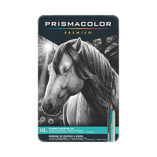 Prismacolor Premier Graphite Drawing Pencils With Erasers & Sharpeners, Adult Coloring, 18-Piece Set - Image 1