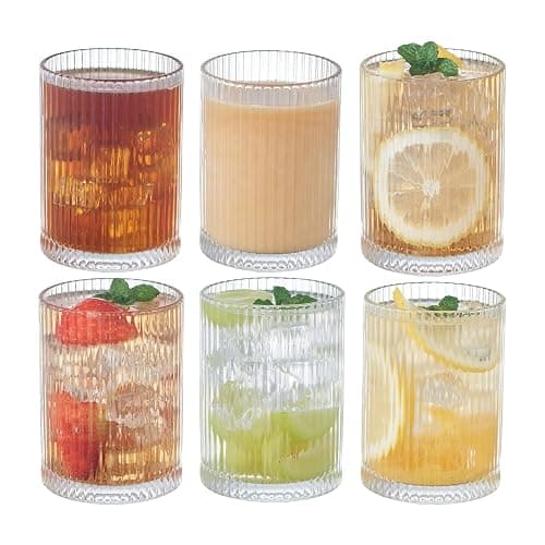 Eden & Willow Striped Highball Glasses | Durable and Stylish, Tumblers for Cocktails, Hot and Cold Drinks (Set of 6, 250ml) thumbnail 9