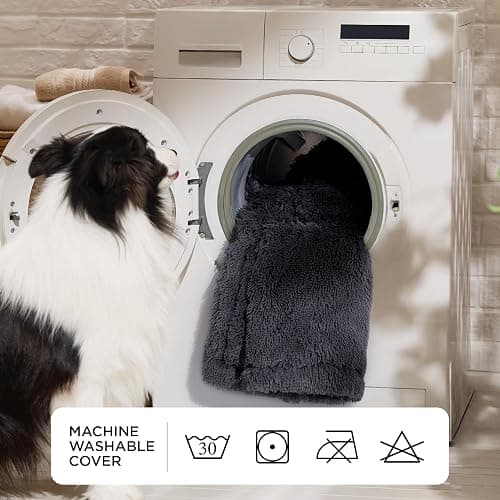 Bedsure Human Dog Bed, 71.0" x 44.0" x 12.0" Calming Giant Human Dog Bed for Adults People Fits Pet Families with Storage Pocket, Fluffy Faux Fur Orthopedic Pet Bean Bed, Frost Grey thumbnail 9