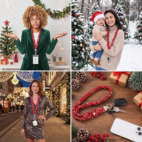 Christmas Scrunchie Lanyard with ID Holder Teacher Gifts Lanyards | Stretchy lanyard design with gold metal buckle for badge holder, keys, cruise cards, school, and office wear thumbnail 7
