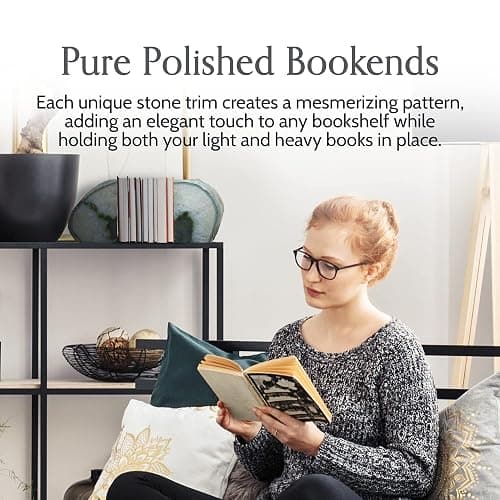 Nature's Decorations Agate Bookends - A Quality Green Geode with Non-Skid Rubber Bumpers for Shelves, Office, Home Decor, Heavy Duty Cute Stone (3-4 LB) thumbnail 7