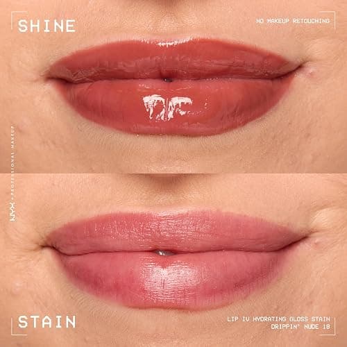 NYX PROFESSIONAL MAKEUP Lip IV Hydrating Glossy Lip Stain, Long-Lasting, Tinted, Vegan Formula with 12 HR Hydration - Drippin' Nude (Nude) thumbnail 4