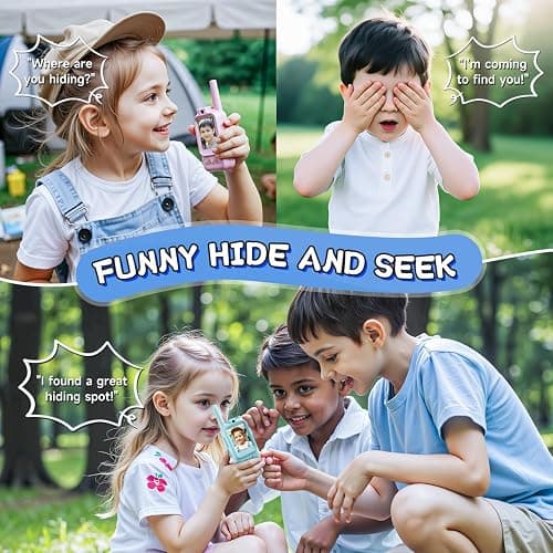 Kids Video Walkie Talkies, 2 Pack Long Range Walkie-Talkie for Kids, Rechargeable Video Call Toys for Indoor, Camping, Hiking, Travel, Christmas Birthday Gift for Boys Girls Age 3-5 (Blue/Pink) thumbnail 3