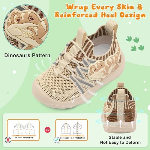 FEETCITY Toddler Shoes Boys Girls Walking Shoes Toddler Slip On Shoes Wide Kids Tennis Shoes Lightweight Toddler Dinosaur Shoes Baby Sneakers thumbnail 4