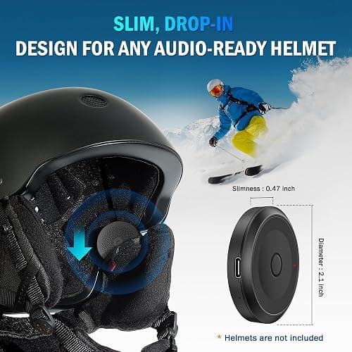 Wireless Bluetooth 6.0 Ski Helmet Speakers - 30H Playtime, Glove-Friendly, HDR Audio, IPX5 Waterproof, Rechargeable Drop-in Headphones with Built-in Mic for Skiing & Snowboarding Audio Ready Helmets thumbnail 2