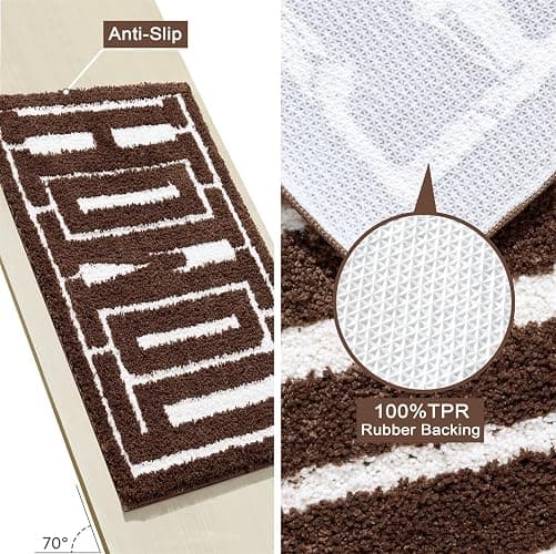 RoomTalks Howdy Bath Mat Brown Cowboy Country Rustic 16''W x 24''L Bathroom Mat Non Slip Rubber Backed Washable, Shouthwestern Wild West Texas Shaggy Microfiber Shower Bath Rug thumbnail 7
