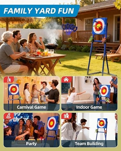 Axe Throwing Game for Backyard with Bristle Target & 12 Throwing Axes Set, Indoor & Outdoor Games for Adults, Kids & Family, Yard Games Toys, Axe Throwing Target,Dart Board,Carnival Games(Blue) thumbnail 2