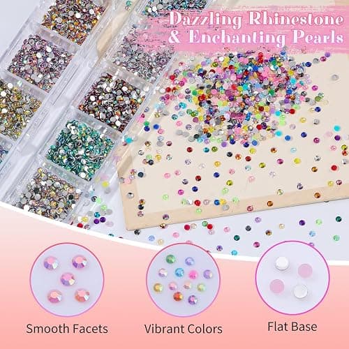 6 Boxes 2mm Nail Art Rhinestones for Bedazzling Kit, Mixed-Color Small Jelly Clear AB Rhinestones Decoration Flatback Pearls Nail Accessories with Tweezers and Brush for Nails DIY Tumblers Face Makeup thumbnail 6