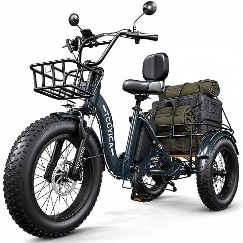 tccyica Electric Tricycle for Adults, Fat Tire 3 Wheel Electric Trike Ebike, 750W Motor Peak 1350W, 52V 32Ah Removable Battery, 50 Miles Range, 7 Speed, 4-Piston Hydraulic Brakes, Cargo Rack - Image 1