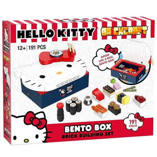 Brickcraft Officially Licensed Sanrio Hello Kitty Bento Box Building Set, 191-Piece Multicolored Brick Kit with Detailed Character Face and Mini Sushi Builds, Adorable for Fans Seasonal thumbnail 7