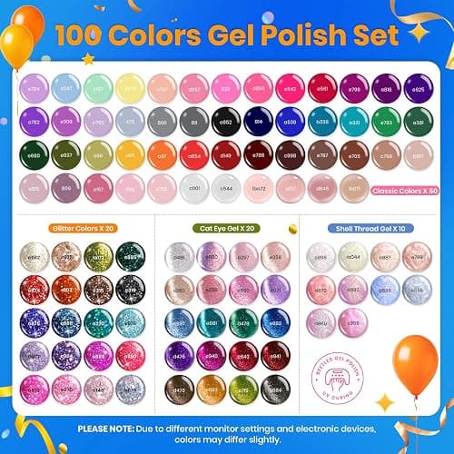 Beetles Fall Nail Fest Gel Nail Polish Set - Nail Nook 119 PCS 100 Colors Gel Polish Kit Base Glossy Matte Glitter Top Coat Neon Glitter Pearl Cat Eye White Red Pink Nude Nails Gift for Women thumbnail 3