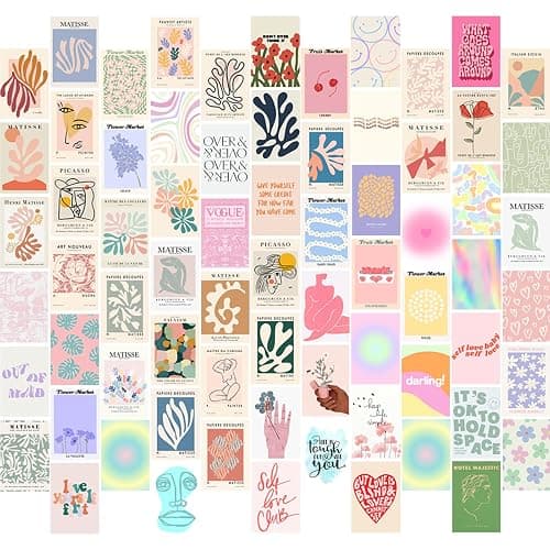 KBKBART 70pcs Danish Pastel Wall Collage Kit Aesthetic Pictures, Cute Danish Pastel Posters Matisse Wall Art Prints Preppy Room Decor 4"x6" for Teens Girls Women Dorm Bedroom - Image 1