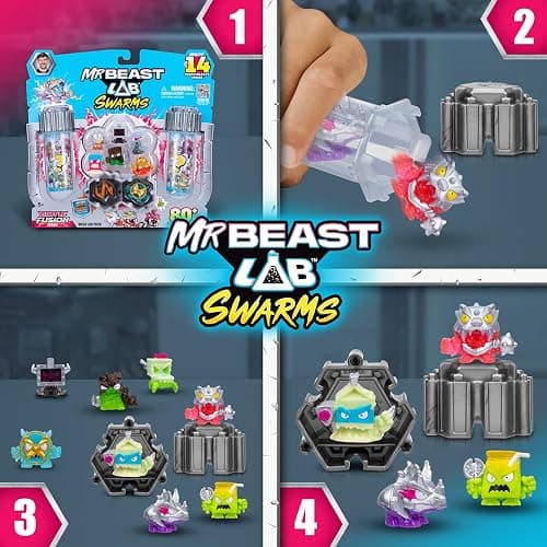 MrBeast Lab Swarms Battle Fusion Series Mega Lab Pack – Includes 14 Micro Beasts with Ultra Rare Venus Bear Trap, 80+ to Collect, Stickers & Stackable Fusion Caps for Display thumbnail 3