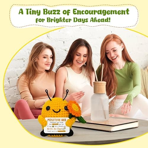 OASSIE Christmas Inspirational Gifts for Women Men - Mini Positive Crochet Animals Bee - Christmas Motivational Birthday Gifts for Son Daugther Mom Dad Sister Coworker Friend, Bee Decorations for Home thumbnail 5