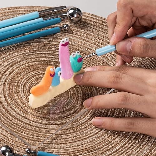 Dotting Tools, Silicone Clay Sculpting Tool, Ceramic Clay Ball Stylus Dot Painting Tools, Pottery Embossing Tool for Rock, Nail, Blending, Drawing, Modeling thumbnail 6