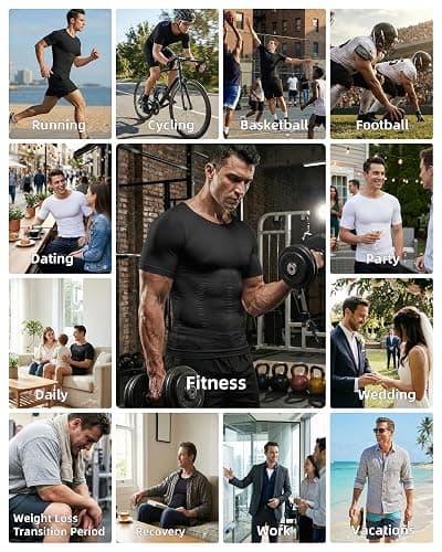 Men's Compression Shirt Undershirt Slimming Tank Top Workout Vest Abs Abdomen Slim Body Shaper thumbnail 6