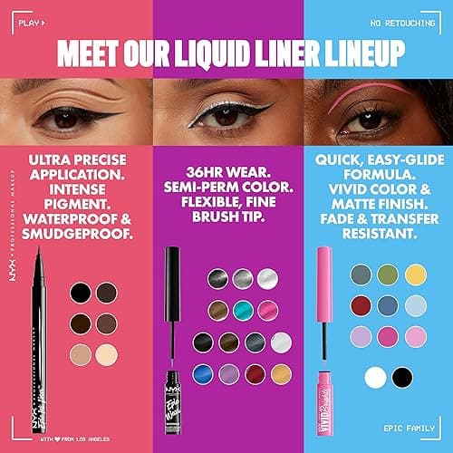 NYX PROFESSIONAL MAKEUP Epic Ink Liner, Waterproof Liquid Eyeliner - Black (Pack Of 2), Vegan Formula thumbnail 9