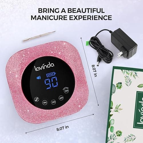 UV Nail Lamp 54W, Cordless Gel UV Led Nail Lamp for Gel Nail Polish, Rechargeable UV Nail Light Nail Dryer with 4 Timer and LCD Display, Professional Fast Curing Lamp Nail Art Tools with Rhinestone thumbnail 7