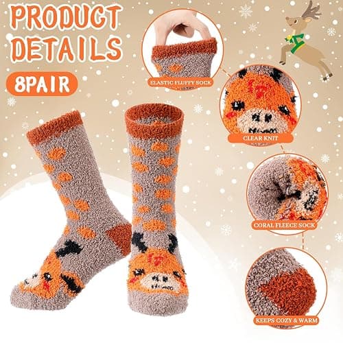 Yearntown 8 Pair Fuzzy Sock for Women Unisex Cozy Fluffy Soft Sleep Socks for Winter Sports Outdoor Christmas Gifts thumbnail 2