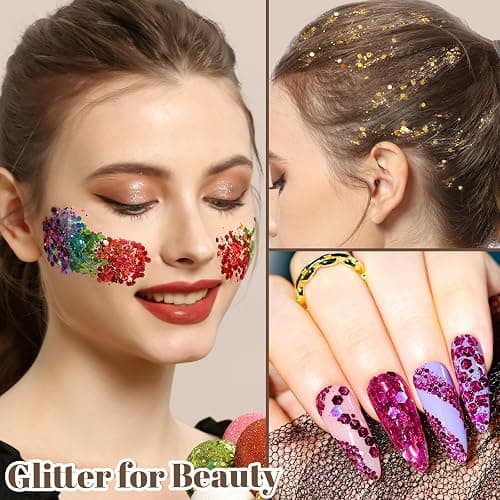 LEOBRO Glitter, 24 Jars Holographic Chunky Glitter for Crafts, Resin, Hair Face Body Makeup Nail, DIY Arts and Crafts, Party Christmas Decorations thumbnail 3