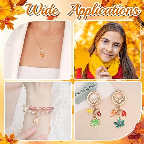 MARFOREVER Maple Leaf Charm, 120Pcs Fall Leaf Charms for Jewelry Making, Thanksgiving Day Charms Autumn Enamel Pendant for DIY Bracelet Necklace Earrings Crafts Gifts for Women Girls thumbnail 7