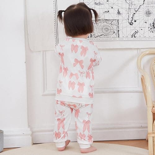 PUHHAPIEY Baby Girl Fall Winter Outfits Toddler Clothes Long Sleeve Floral Graphic Crewneck Sweatshirt + Joggers Pants Set thumbnail 3