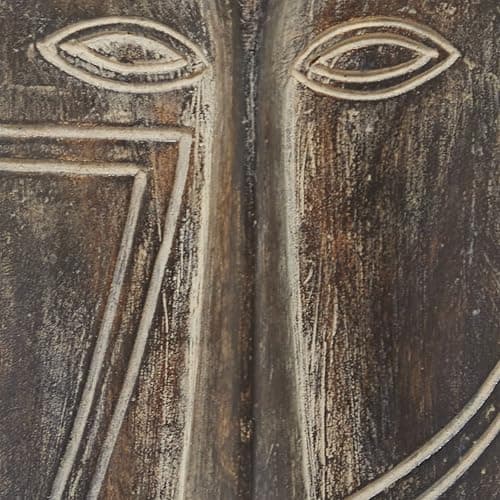 Deco 79 Polystone Mask Decorative Sculpture Slim Carved African Tribal Home Decor Statue with Block Base, Accent Figurine 5" x 6" x 30", Brown - LARGE SIZE - Brown thumbnail 7