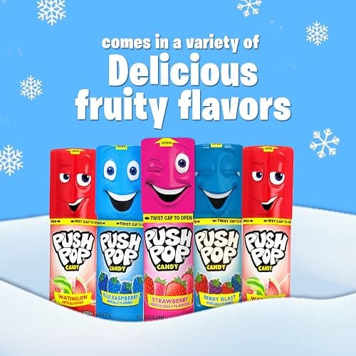 Push Pop Christmas Candy Variety Pack, 24Ct Bulk Individually Wrapped Lollipops for Party Favors, Assorted Flavors, Full Size, Fun Hard Candy For Birthdays, Holiday Parties, Stocking Stuffers, Gifts thumbnail 4