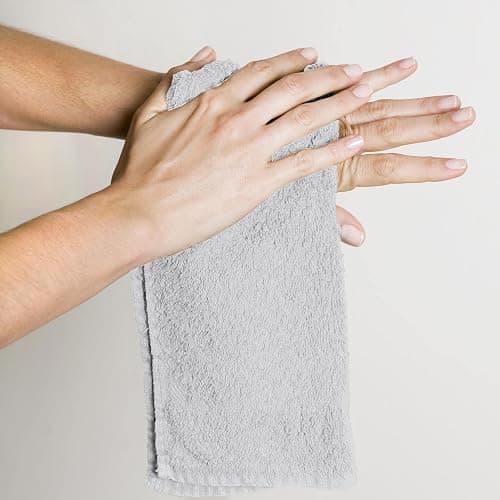 24 Pack Cotton Washcloths Set, 100% Ring Spun Cotton, Premium Quality Flannel Face Cloths, Highly Absorbent and Soft Feel Fingertip Towels, Silver thumbnail 4