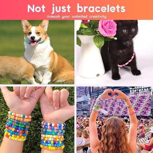 MAISKIEN 2280 Pony Beads Set, 1080 Letter Beads, 48 Colors Hair Beads, 1200 pcs Pony Bead for Bracelet Making, Colour Bead, DIY Craft Beads Kit Used to Make Festival Accessories, Shoelaces, Keys thumbnail 7