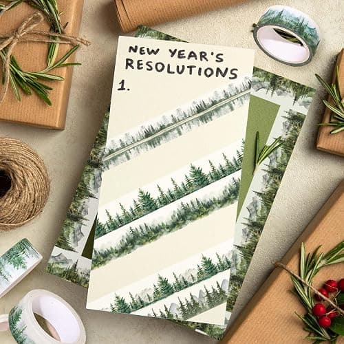 Whaline 12 Rolls Forest Washi Tape Greenery Washi Tape 6 Designs Assorted Nature Green Tree Masking Decorative Tape for Scrapbook Journal DIY Art Craft Gift Wrapping Supplies thumbnail 6