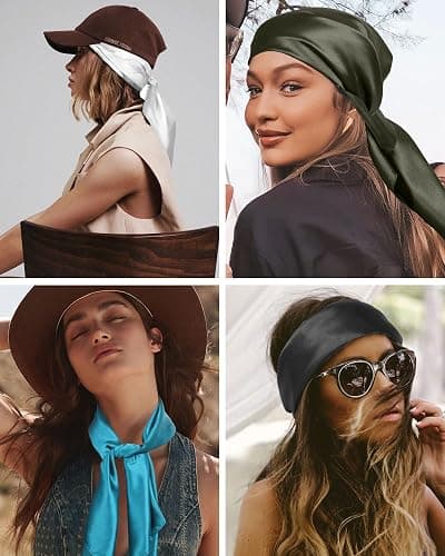 Molans 35 Inch Solid Color Wild Rag, Pure Cowboy Bandanas Oversize Western Neckerchief Bolo Head Scarf for Men Women thumbnail 5