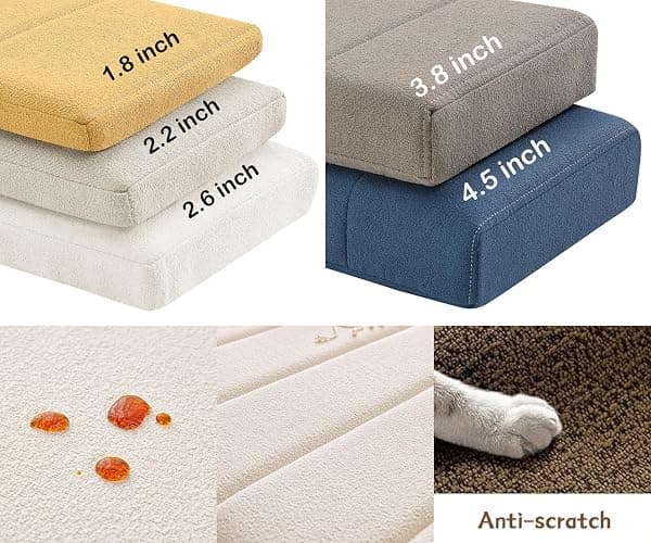Custom Bay Window Sill Seat Cushion Plump Textured Line Customized Bench Seating Foam Cushions for Indoor Furniture, Mudroom, Reading Nook, Kitchen Dining Room, Anti-Cat, Splash-Proof, Non Slip Bottom thumbnail 4