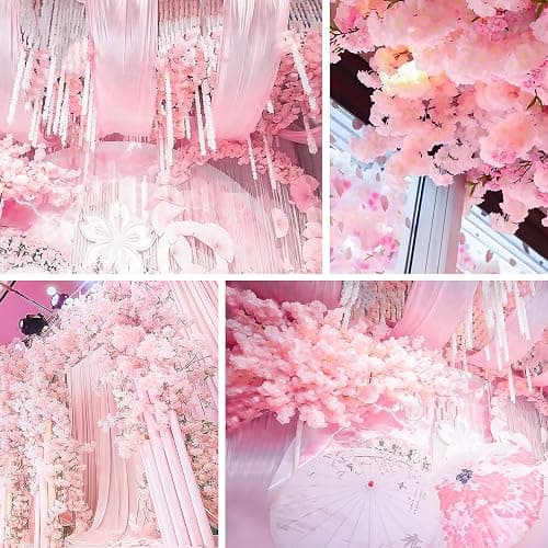 GPARK 10 Pack /70 inch/5.9FT Artificial Cherry Blossom Hanging Vines Silk Flower Sakura Garland for Wedding Party Room Wall Decor Japanese Decoration Light Pink thumbnail 7